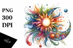 Colorful Watercolor Whimsical Sun Clipart Product Image 1