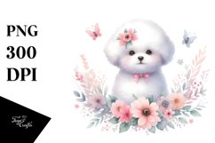 Cute Pastel Bichon Frise Watercolor Clipart Product Image 1
