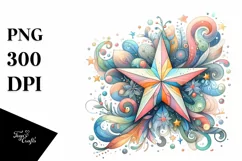 Colorful Watercolor Whimsical Star Clipart Product Image 1