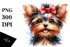 Happy Watercolor Baby Yorkshire Terrier PNG Product Image 1