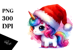 Vibrant Santa Hat Unicorn PNG Product Image 1