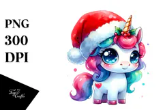 Vibrant Santa Hat Unicorn PNG Product Image 1