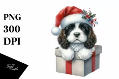 English Springer Spaniel with Santa Hat PNG Product Image 1
