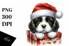 English Springer Spaniel with Santa Hat PNG Product Image 1