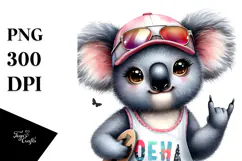 Cute Baby Koala with Rocker Look, PNG Product Image 1
