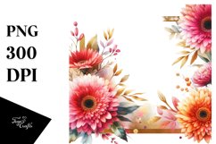 Watercolor Gerbera Frame | Sublimation Clipart Product Image 3