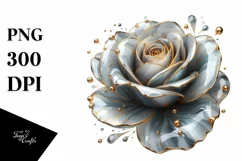 Detailed Rose with Golden Insertions | Clipart Product Image 3
