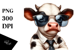 Funny Baby Cow with Sunglasses PNG Product Image 1