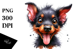 Watercolor Baby Doberman Pinscher, Vibrant PNG Product Image 1