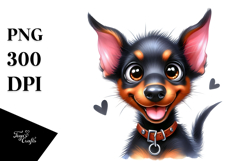 Watercolor Baby Doberman Pinscher, Vibrant PNG Product Image 1