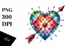 Watercolor Stained Hearth with Arrow, PNG Product Image 1