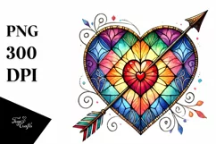 Watercolor Stained Hearth with Arrow, PNG Product Image 1