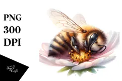Digital Watercolor Baby Bee PNG Product Image 1