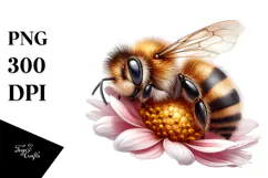 Digital Watercolor Baby Bee PNG Product Image 1