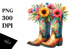 Cowboy Boots Flower Pot with Flowers | Clipart Product Image 3