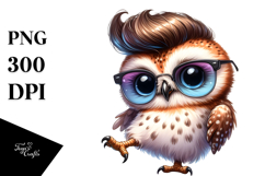 Cute Baby Owl with Cool Haircut PNG Product Image 1