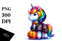 Vibrant Unicorn Halloween Costume Clipart Product Image 1