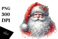 Washed Watercolor Santa Portrait PNG Product Image 1