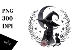Gothic Witch with Cat PNG Product Image 1