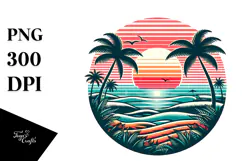 Retro Tropical Beach Sunset, 20 oz Tumbler Product Image 1