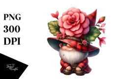 Cute Gnome with Big Hat and Begonia PNG Product Image 1