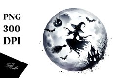 Simple Halloween Cackling Witch Watercolor Style Product Image 1