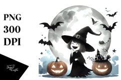 Simple Halloween Cackling Witch Watercolor Style Product Image 3