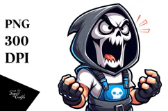 Aggresive Cartoon Reaper on Beach Sunset PNG Product Image 1