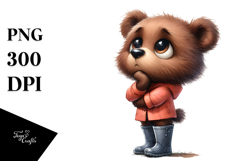 Expressive Bear Standing with Rain Boots | Clipart Product Image 1