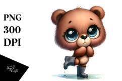 Expressive Bear Standing with Rain Boots | Clipart Product Image 1
