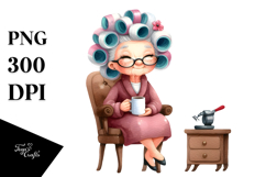 Lady Mug &amp; Hair Curlers Scene Product Image 1