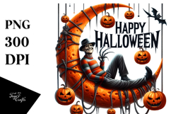 Funny Halloween Monster with Happy Halloween Text PNG Product Image 1