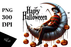 Funny Halloween Monster with Happy Halloween Text PNG Product Image 1