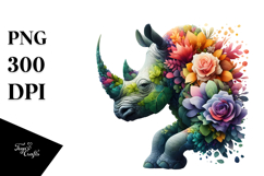 Vibrant Watercolor Rhino PNG Product Image 1