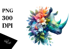 Vibrant Watercolor Rhino PNG Product Image 1
