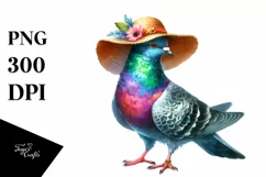 Vibrant Watercolor Pigeon Dressed for Summer | Sublimation Product Image 1