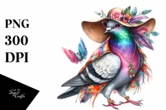 Vibrant Watercolor Pigeon Dressed for Summer | Sublimation Product Image 3