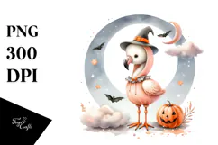 Digital Baby Flamingo Halloween PNG Product Image 1