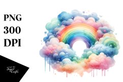 Colorful Abstract Rainbow with Clouds | Sublimation Clipart Product Image 1
