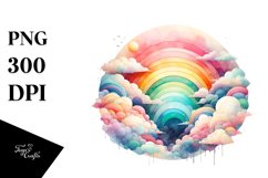 Colorful Abstract Rainbow with Clouds | Sublimation Clipart Product Image 3