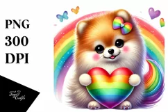 Cute Rainbow with Pomeranian PNG Product Image 1