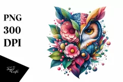 Abstract Vibrant Watercolor Owl PNG Product Image 3