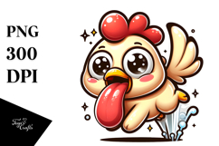 Playful Cartoon Chicken with Comically Large Udder PNG Product Image 1