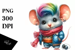 Vibrant Mouse with Cool Haircut PNG Product Image 3