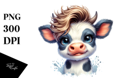 Funny Baby Cow with Cool Hair, Transparent PNG Product Image 1