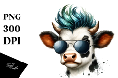 Funny Baby Cow with Cool Hair, Transparent PNG Product Image 1