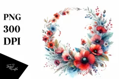 Colorfull Wreath with Red Flowers | Clipart Product Image 3