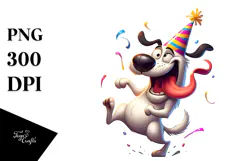 Goofy Cartoon Dog with Party Hat Product Image 1