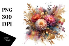 Colorful Bouquet with Chrysanthemum | Sublimation | Clipart Product Image 1