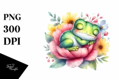 Sleeping Baby Frog in a Flower | Clipart Product Image 3